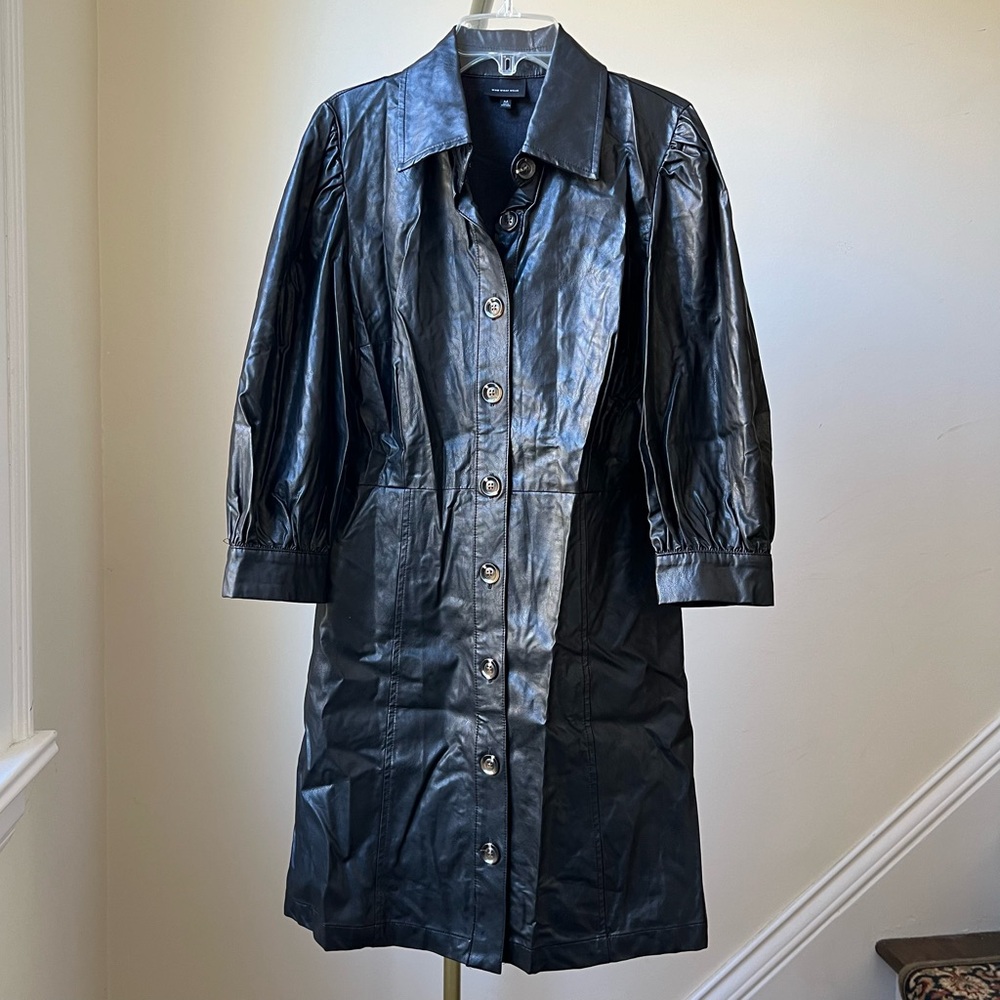 Target Who What Wear black faux leather button down dress M
